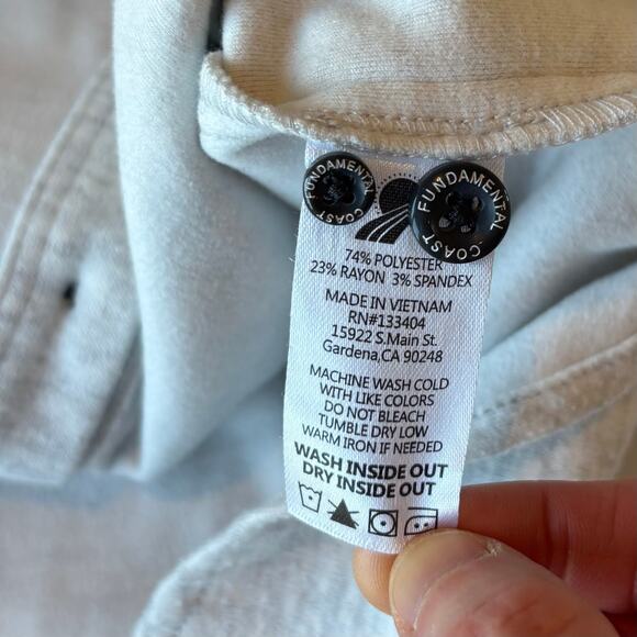 Fundamental Coast Andy Knit Shirt Soft Stretch White Gray Mens Size Large - Picture 8 of 10